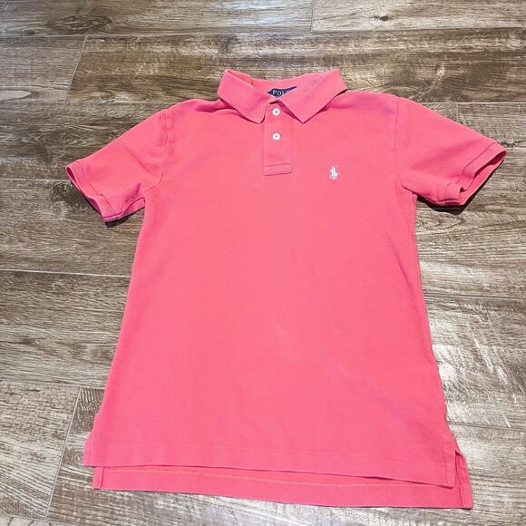 Polo Ralph Lauren Shirt Youth Boys Medium Red Classic Fit Pony Short Sleeve - Picture 2 of 8